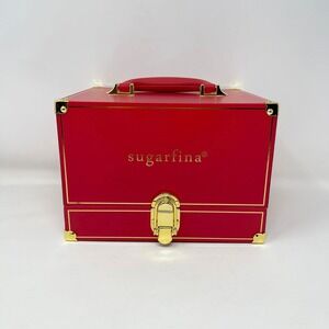 Sugarfina Candy Trunk Red Storage Box Gold Accents Handle Empty - Holds 9 Boxes
